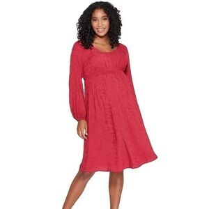NWOT Isabel Maternity Long Sleeve Dress Ruby Red